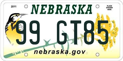 NE license plate 99GT85