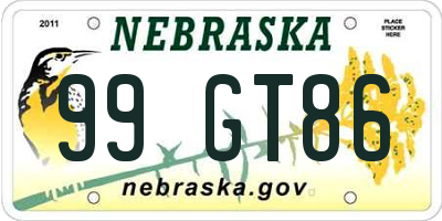 NE license plate 99GT86