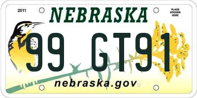 NE license plate 99GT91