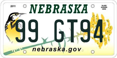 NE license plate 99GT94