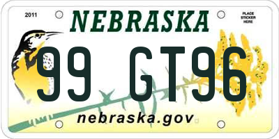 NE license plate 99GT96