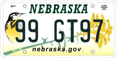 NE license plate 99GT97