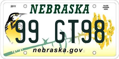 NE license plate 99GT98