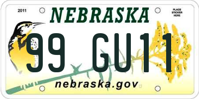 NE license plate 99GU11