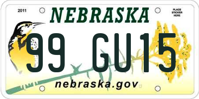 NE license plate 99GU15