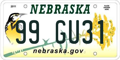 NE license plate 99GU31