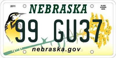 NE license plate 99GU37