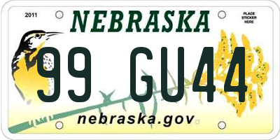 NE license plate 99GU44