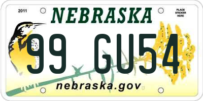 NE license plate 99GU54