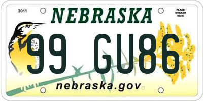 NE license plate 99GU86