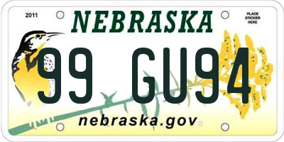 NE license plate 99GU94