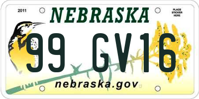 NE license plate 99GV16