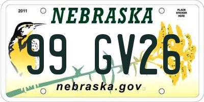 NE license plate 99GV26