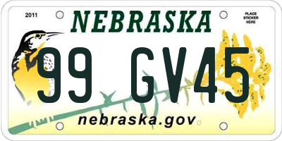 NE license plate 99GV45