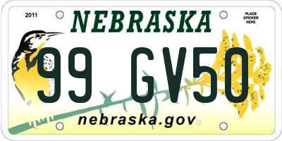 NE license plate 99GV50