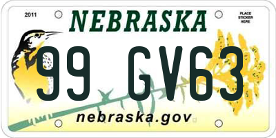 NE license plate 99GV63