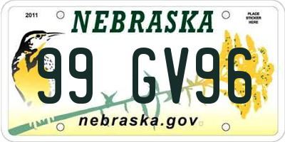 NE license plate 99GV96