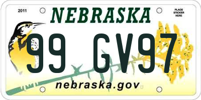 NE license plate 99GV97