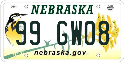 NE license plate 99GW08