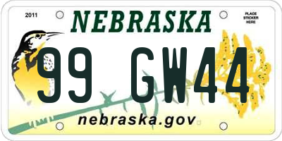 NE license plate 99GW44