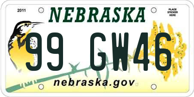 NE license plate 99GW46