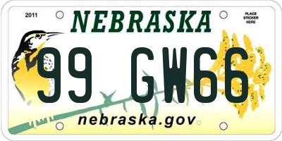 NE license plate 99GW66