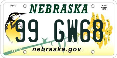 NE license plate 99GW68