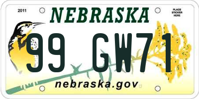 NE license plate 99GW71