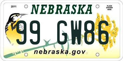 NE license plate 99GW86