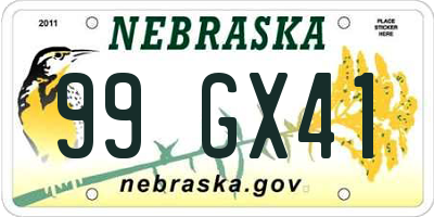 NE license plate 99GX41