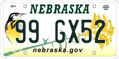 NE license plate 99GX52
