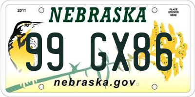 NE license plate 99GX86