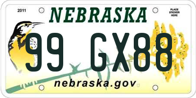 NE license plate 99GX88