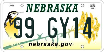NE license plate 99GY14