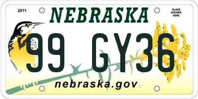 NE license plate 99GY36