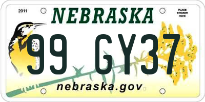 NE license plate 99GY37