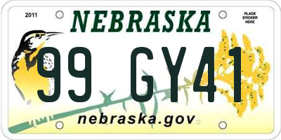NE license plate 99GY41