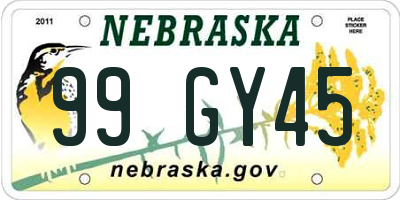 NE license plate 99GY45