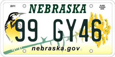 NE license plate 99GY46