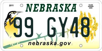 NE license plate 99GY48