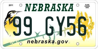 NE license plate 99GY56