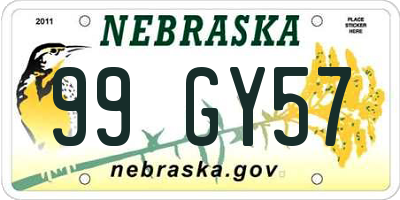 NE license plate 99GY57