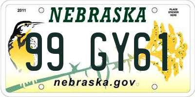 NE license plate 99GY61