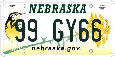 NE license plate 99GY66