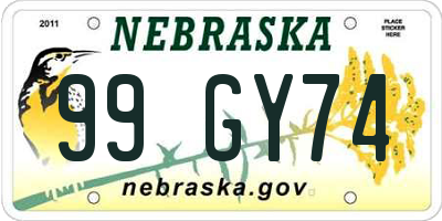 NE license plate 99GY74