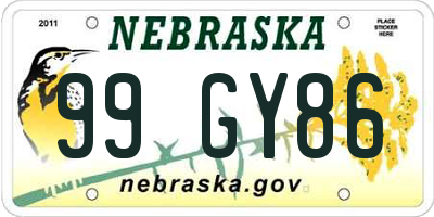 NE license plate 99GY86