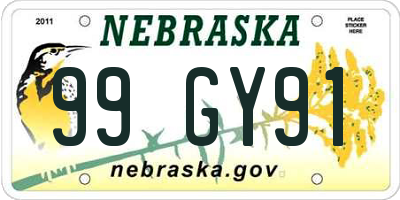 NE license plate 99GY91