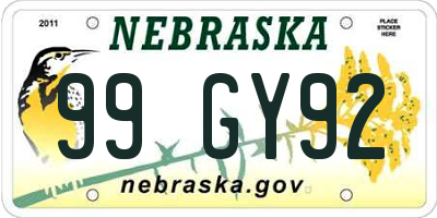 NE license plate 99GY92