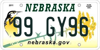 NE license plate 99GY96