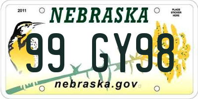 NE license plate 99GY98